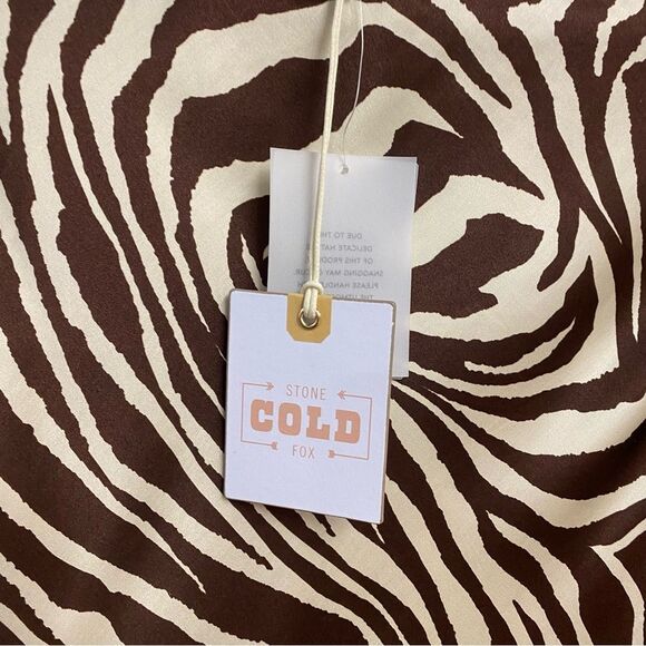 Stone Cold Fox x REVOLVE Basier Mini Dress Brown Zebra Print satin NWT L - Picture 7 of 10